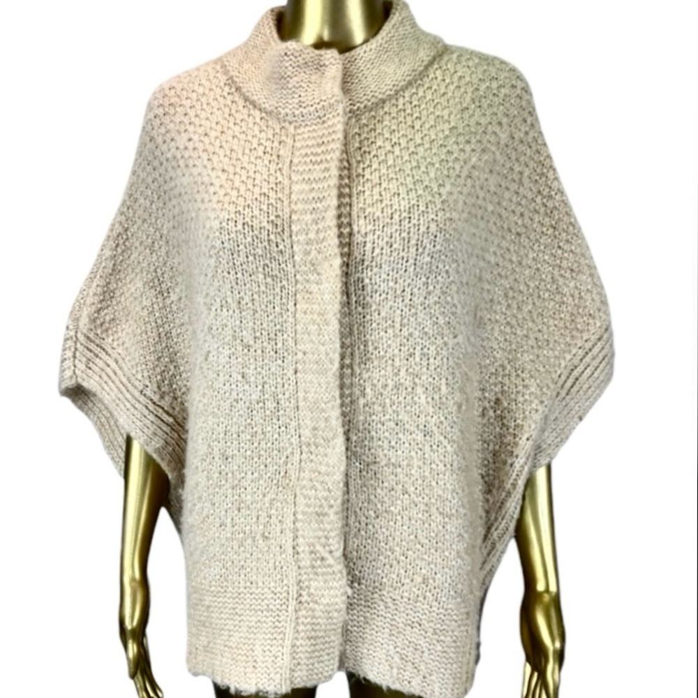 Anthropologie ANGEL of the NORTH Alpaca Wool Poncho Cardigan Tan Small Sweater